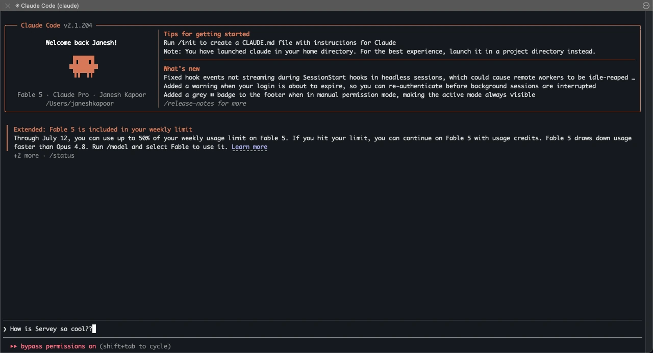 An AI coding agent running in a terminal on a Mac, with razor-sharp, fully legible text.